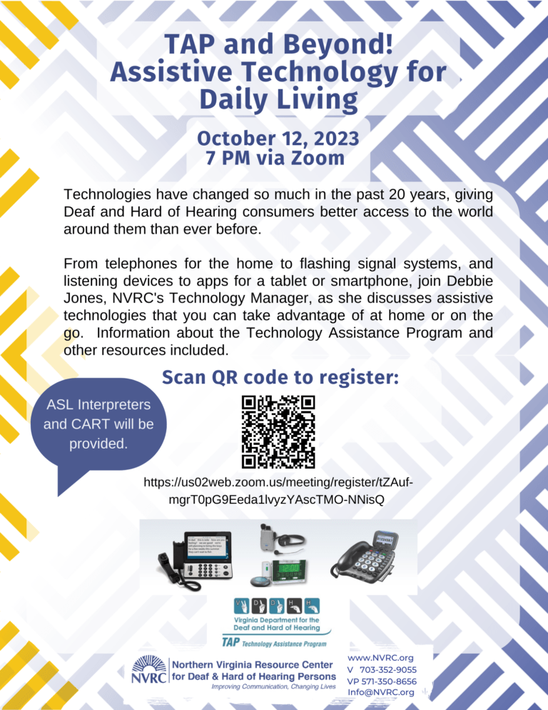 TAP and Beyond! Assistive Technology for Daily Living flyer