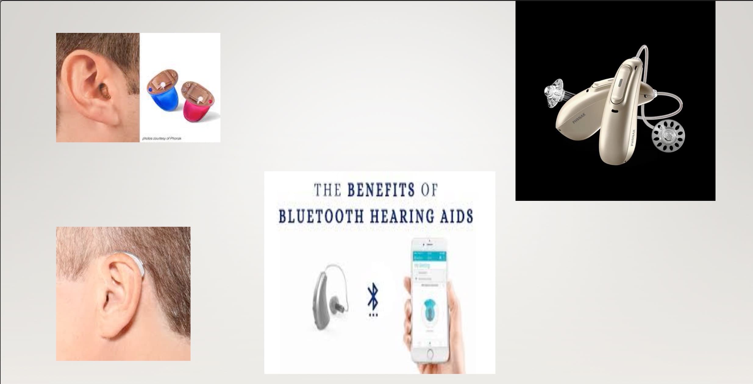 Graphics representings topics of Navigating The Latest Technology Options Available To Hearing Aid Users