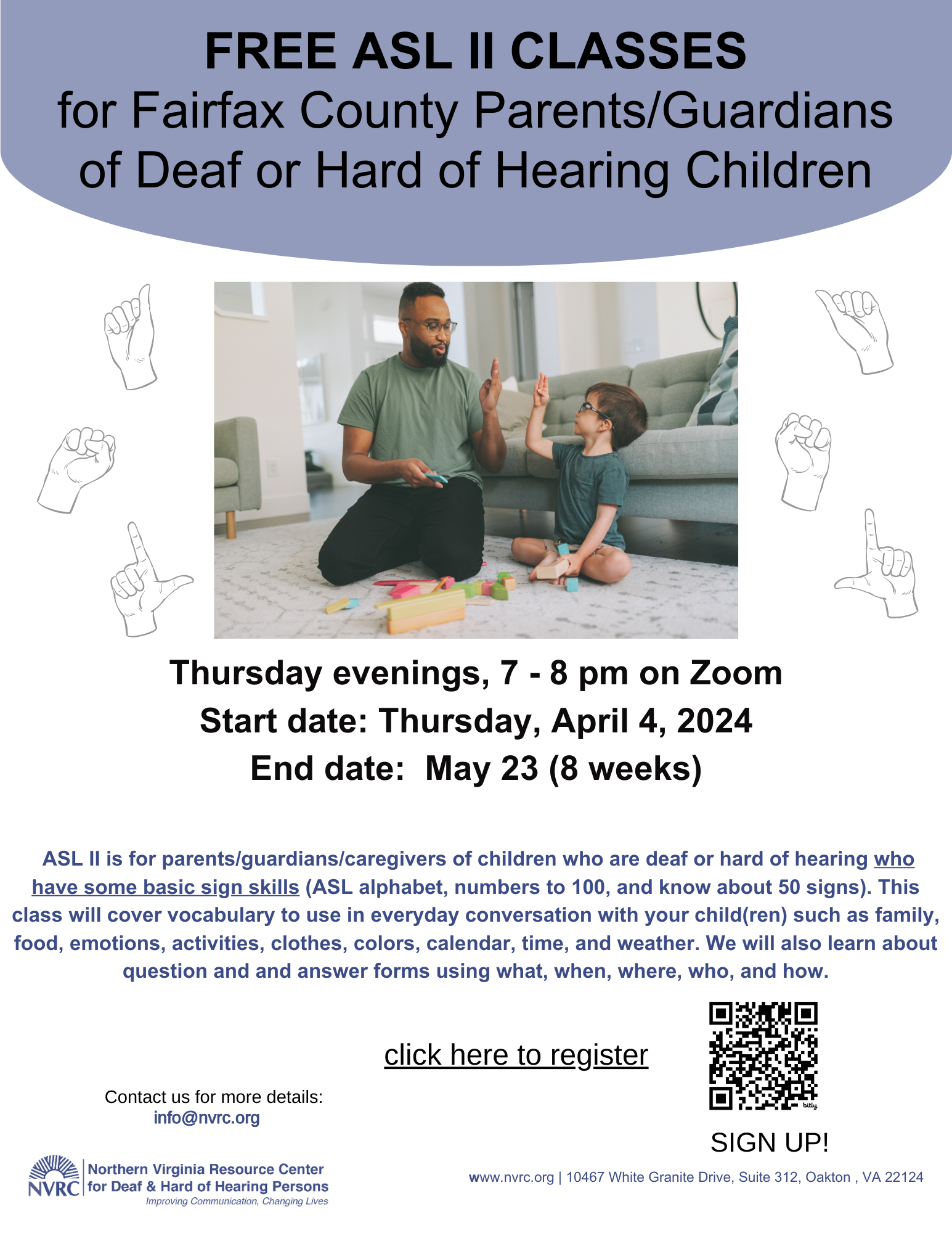 photo of flyer for ASL II Classes