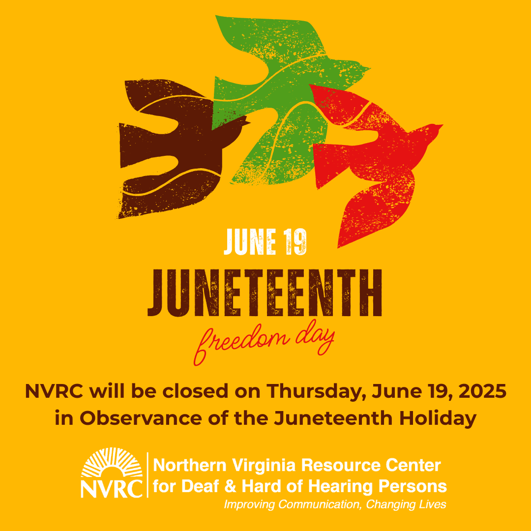 Graphic - dark yellow background with birds colored brown, green and red. White and brown text reads announcing NVRC's closure on June 19th