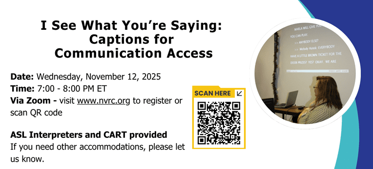 crop of flyer for Captions for Access workshop