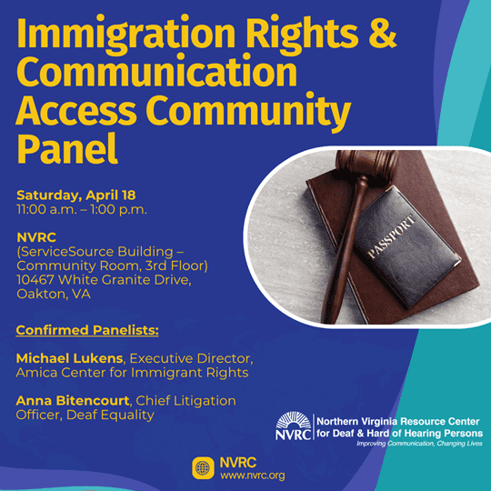 Graphic for the Immigration Rights and Communication Access Community Panel