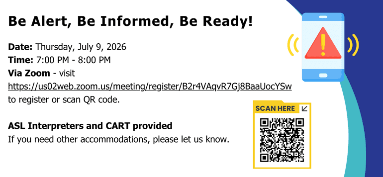 graphic for Be Alert, Be Informed, Be Ready!